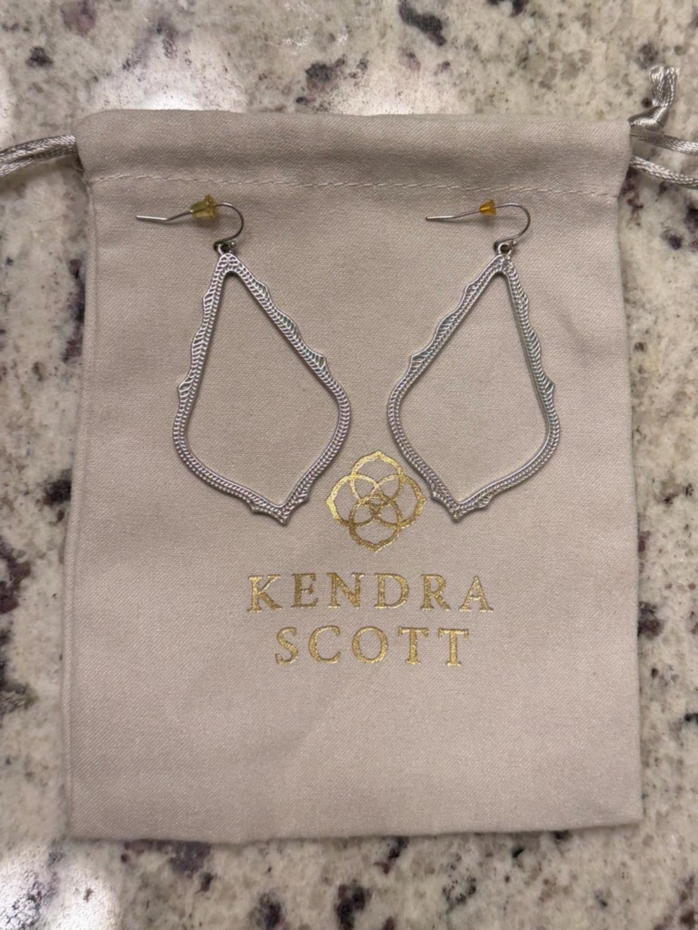 Kendra Scott Silver Scalloped Open Teardrop Earrings